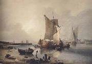 Samuel Owen Loading boats in an estuary (mk47) oil painting artist